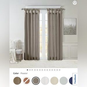 Madison Park Natalie Twisted Tab Tab Top Light-Filtering Single Curtain 4 Panels
